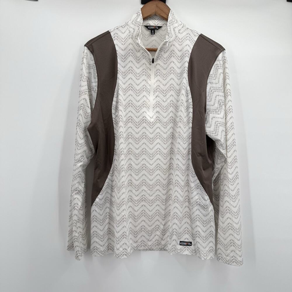 Kerrits Pullover Womens 1X Ivory 1/4 Zip Long sleeve‎ Shirt Horse Equestrian
